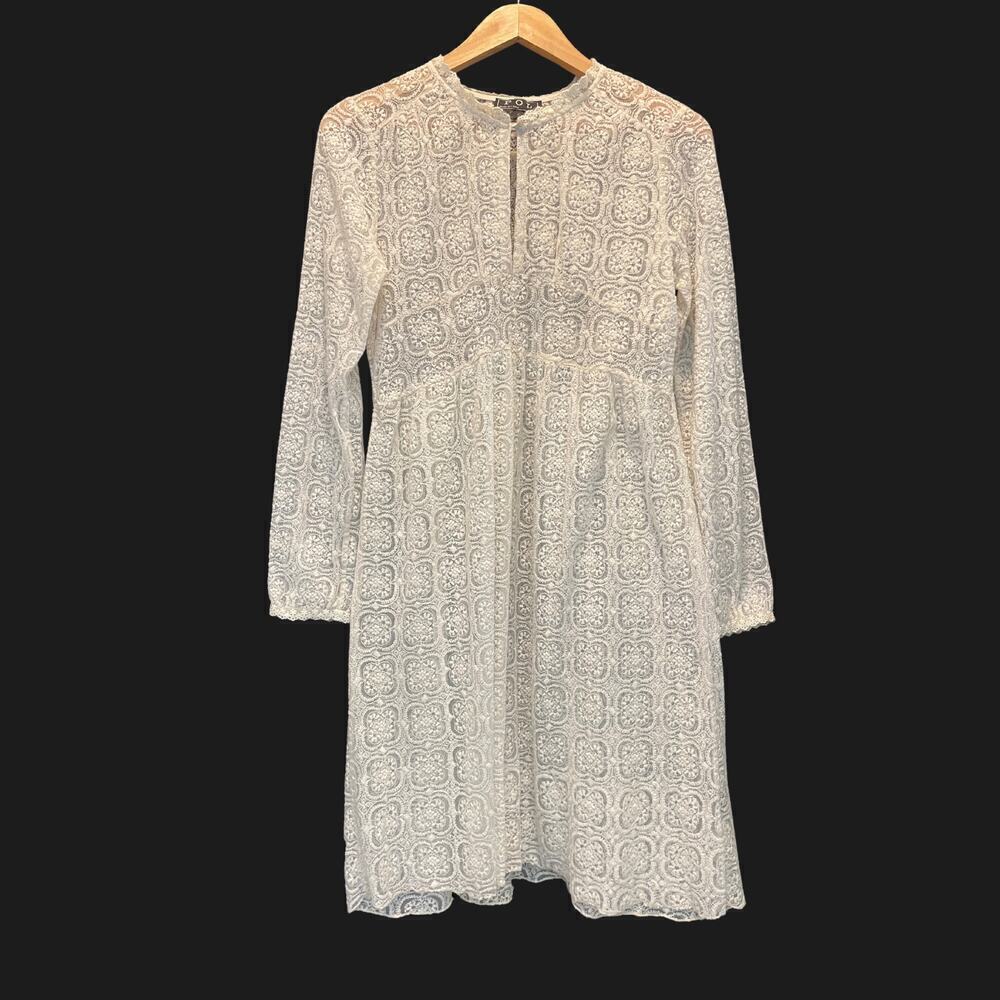 POL Ivory Crochet Lace Midi Dress S | Boho Bridal Cottagecore Festival